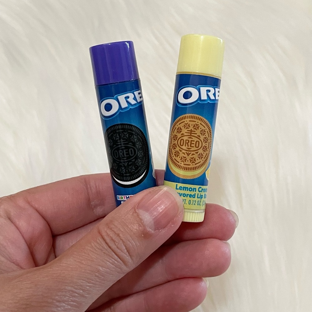 Bundle Of Oreo Flavored Lip Balm Birthday Cake Creme & Lemon Creme